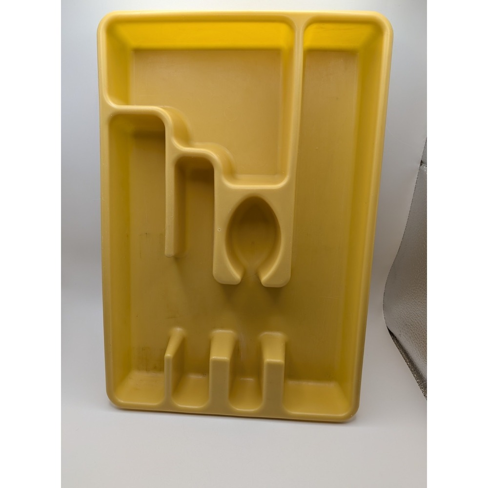 Vtg Rubbermaid Harvest Gold Utensil Flatware Silverware Tray Drawer Organizer